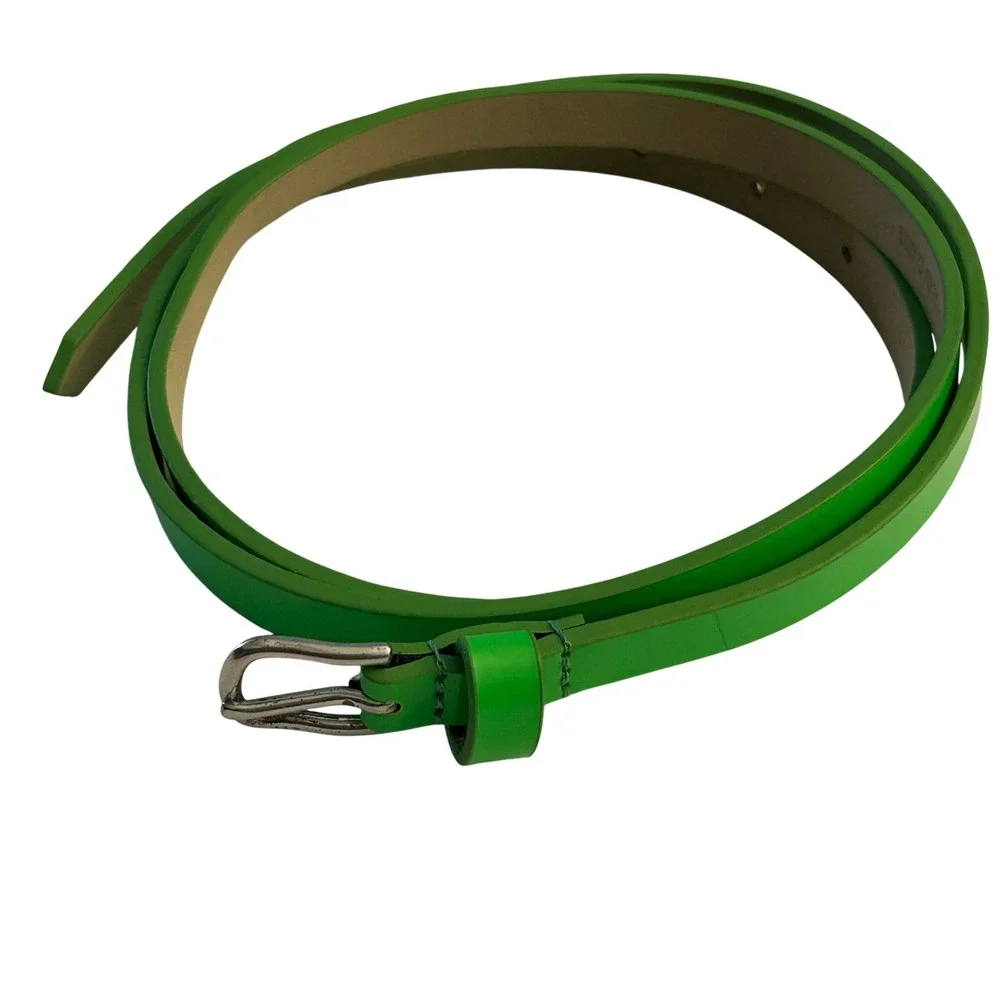 Coldwater Creek Womens XLG Skinny Neon Green Belt Silver Buckle